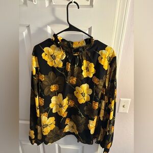 SHEIN Black and Yellow Floral Top